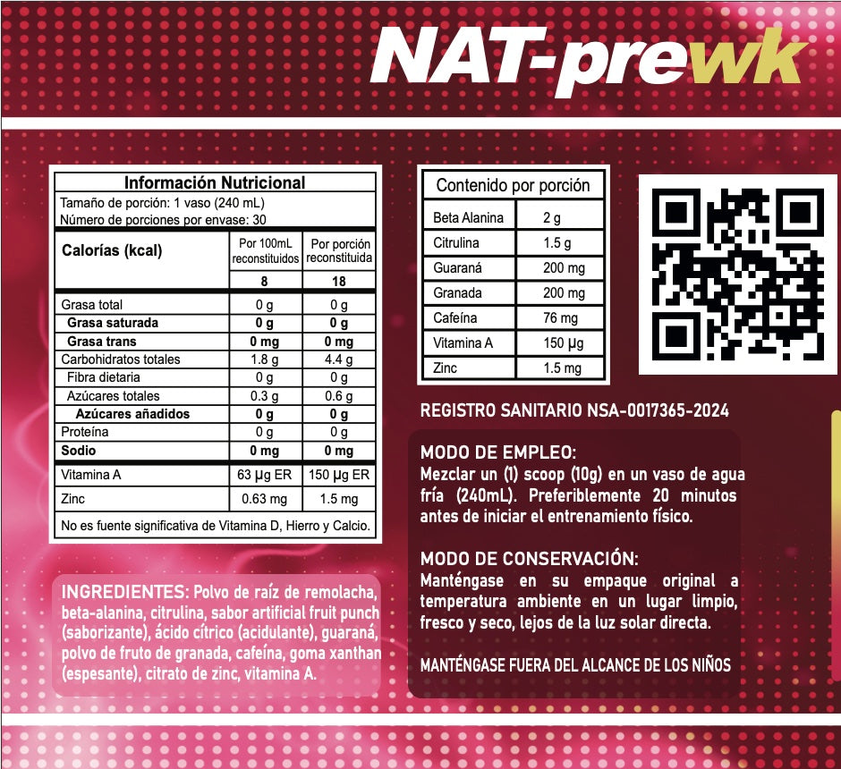 NAT- Pre Workout 300 grs