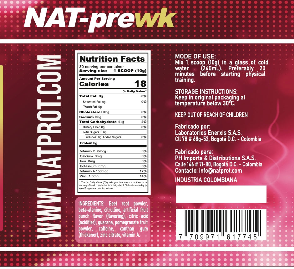 NAT- Pre Workout 300 grs