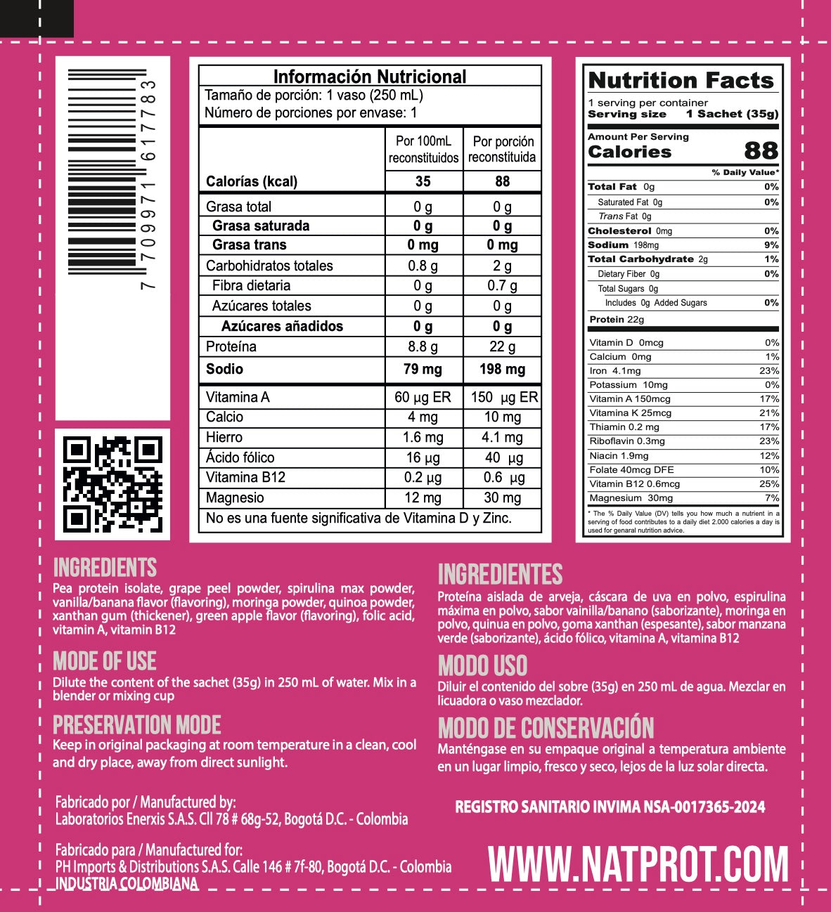 NAT– Prot II Women Sachets pack 12 sobres / 35 grs c/u